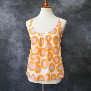 Anthropologie Marimekko Orange Pink Spot Print Top Size 4